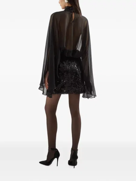 Rochie mini Taller Marmo cu paiete de mătase negru