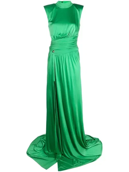Rochie Philipp Plein din satin cu volane verde