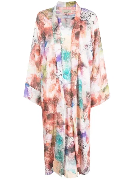 Sukienka midi Bambah w kwiatki z nadrukiem do kolan czerwona