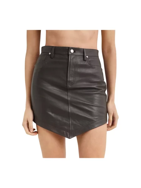 Spódnica skórzana Alexandre Vauthier brązowa