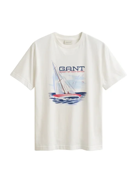 GANT Tricou albastru deschis / albastru închis / roșu alb