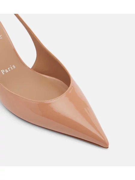 Kožené lakované lodičky Christian Louboutin s otvorenou pätou ružová