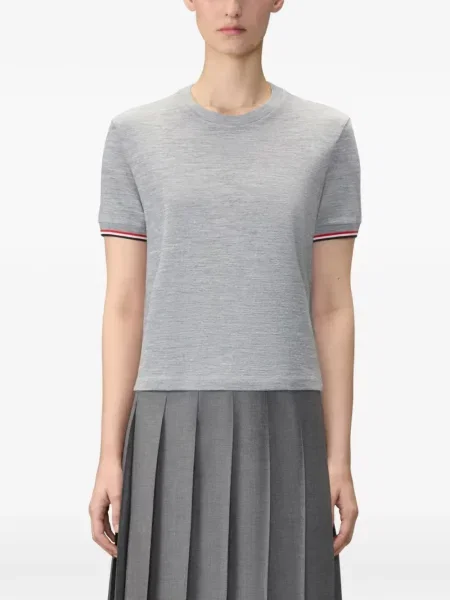 Tricou Thom Browne din jerseu gri