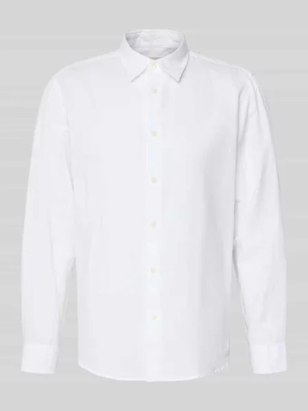 Koszula casualowa z mieszanki lnu i bawełny w kroju regular fit model CLAY LINENBLEND' Selected Homme biała
