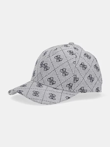 Шапка с козирка Guess JACQUARD с десен сиво