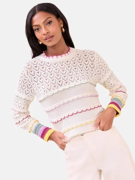 Lipsy Pulover crem / galben deschis / mov lavandă / bordeaux roșu