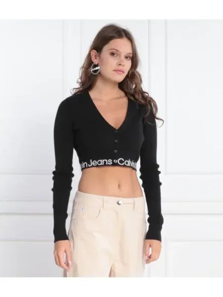 Calvin Klein Jeans Cardigan | Cropped Fit negru