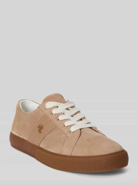 Sneakersy z naturalnej skóry welurowej z detal z logo Lauren Ralph Lauren