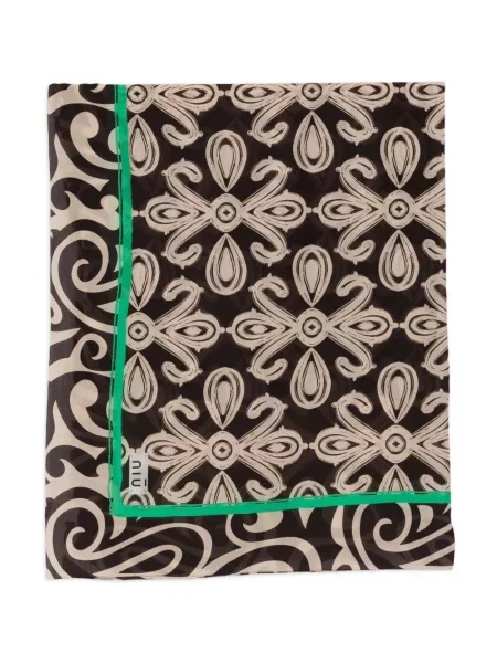 Fular Niu' cu model floral cu imagine maro