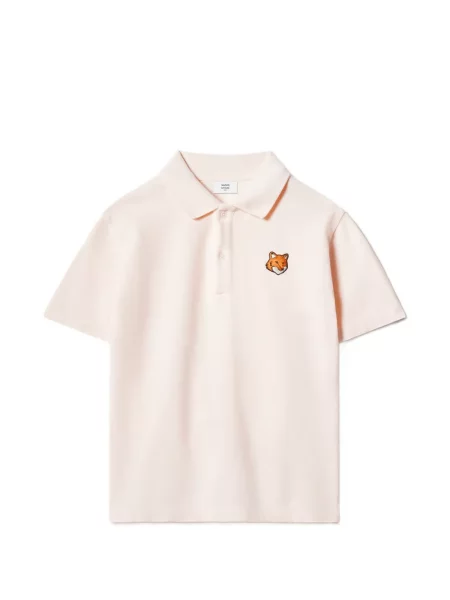 Koszulka polo dziecięca Maison Kitsune różowa