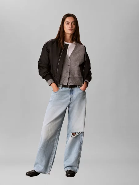 Calvin Klein Jeans Kardigán melírovaná sivá