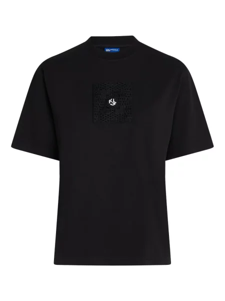 Tricou Karl Lagerfeld Jeans cu broderie negru