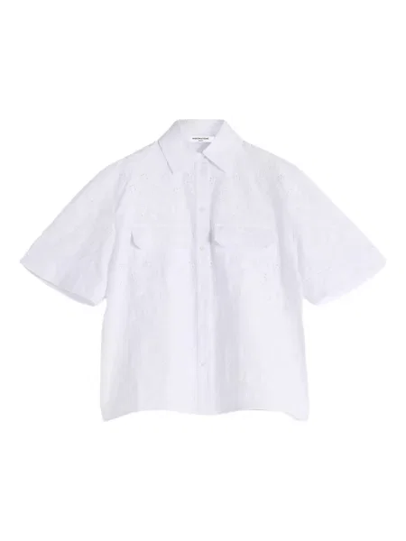 Cămașă Maison Kitsune cu broderie scurtă alb