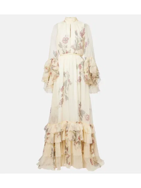 Rochie Etro de mătase cu model floral bej