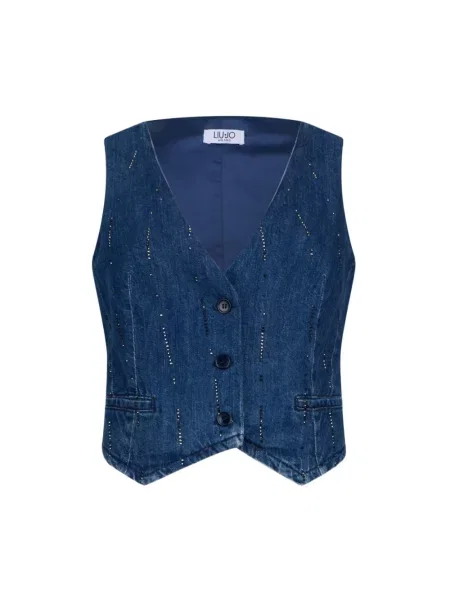 Kamizelka jeansowa Liu Jo z kamieniami niebieska