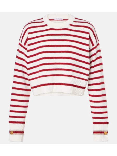 Pulover Max Mara de lână cu dungi roșu