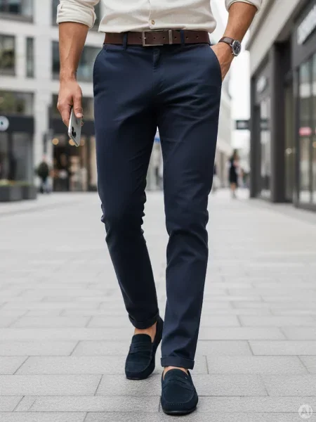 Spodnie chino slim fit casual eleganckie Dstreet granatowe