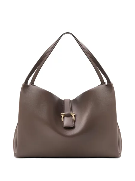 Geantă shopper Ferragamo din piele maro