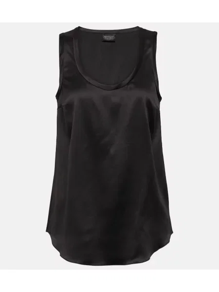 Top Brunello Cucinelli de mătase negru