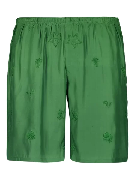 Pantaloni scurți Baziszt cu broderie cu cordon verde