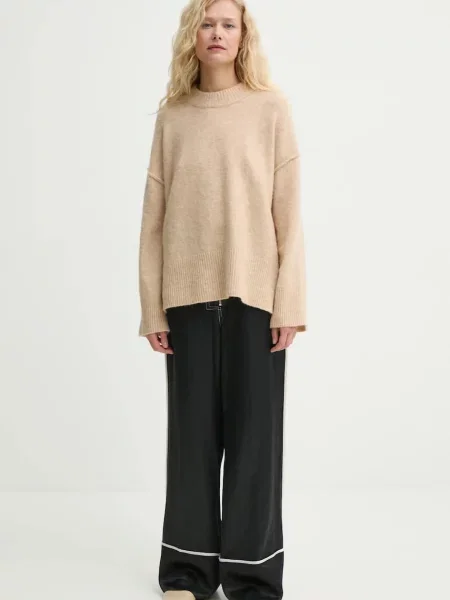 Day Birger et Mikkelsen spodnie z domieszką lnu Gianna szerokie high waist czarny