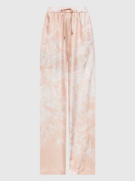 Штани із шовку в квітковий принт Agnona бежеві