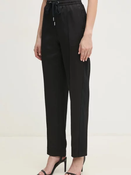 Панталон Dkny със стандартна кройка с висока талия черно