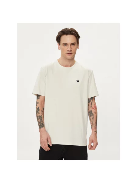 Wrangler T-Shirt Sign Off Εκρού Regular Fit λευκό
