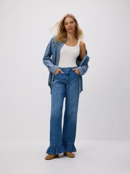 Reserved Джинси з воланами синій