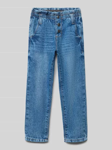 Jeansy o kroju straight fit z elastycznym pasem Blue Seven niebieskie