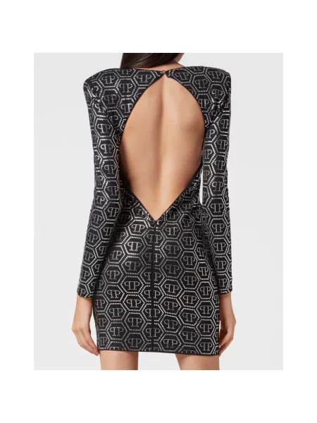 Sukienka mini Philipp Plein z długim rękawem czarna