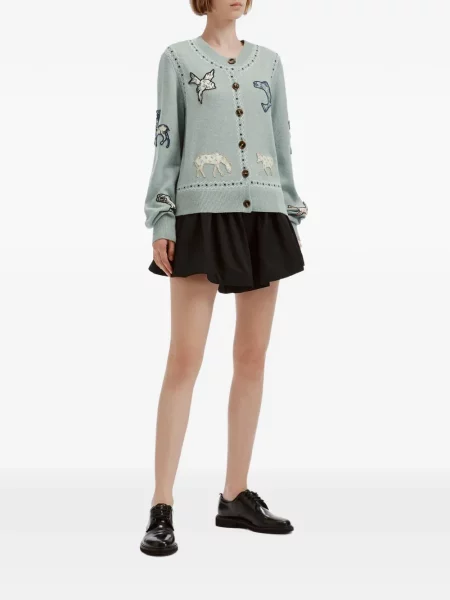Cardigan Sea cu broderie cu imprimeu animal print albastru