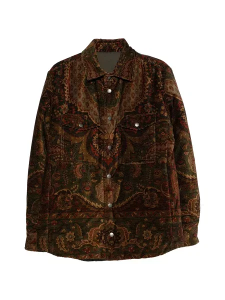 Geacă Etro de catifea cord cu imagine cu model paisley maro