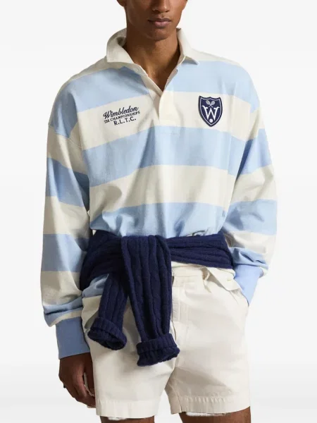 Șapcă Polo Ralph Lauren de mătase cu dungi cu cataramă albastru