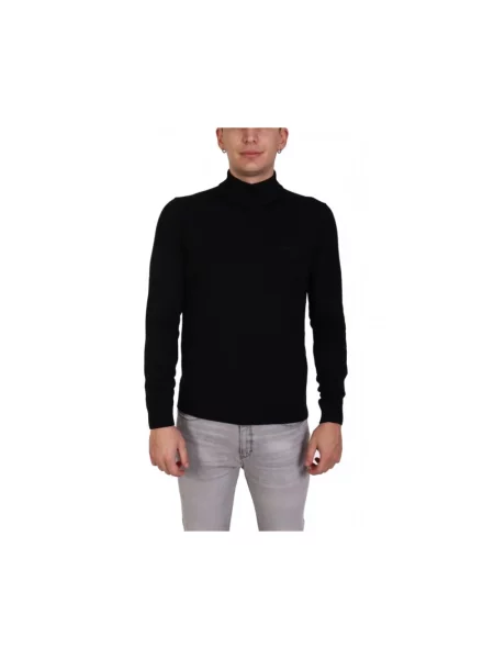 BOSS Orange sweter z dzianiny Avac Mężczyźni wełna ze strzyży jednolity S czarny