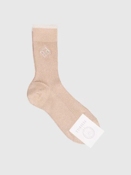 Шкарпетки з вишивкою емблеми Peserico бежеві