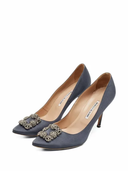 Pantofi cu toc Manolo Blahnik cu cataramă gri