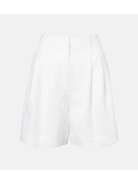Magas derekú lenvászon rövidnadrág Posse fehér