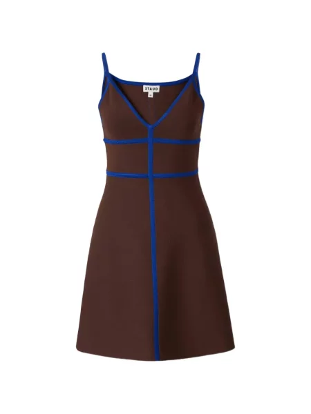 Rochie mini Staud fără mâneci maro