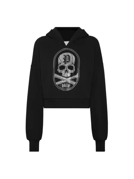 Bluza z kapturem Philipp Plein z kapturem o skróconej długości czarna