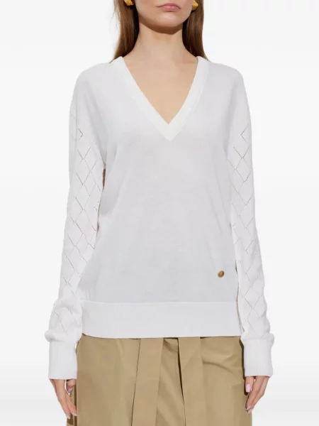 Pulover Balmain cu decolteu în V alb