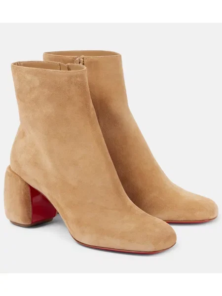 Cizme scurte Christian Louboutin din piele de căprioară bej