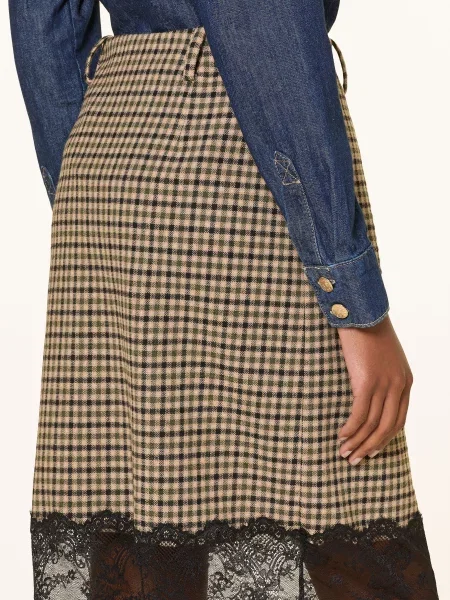 Claudie Pierlot Spódnica Z Koronką beige czarna