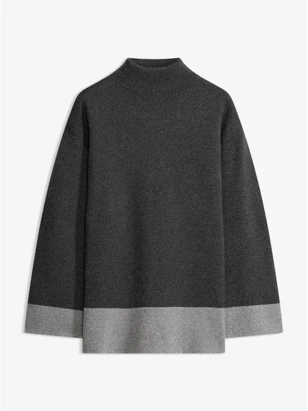 Sweter oversize ze stójką szary