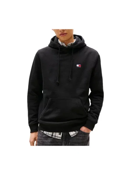 Tommy Jeans bluza z kapturem gładka czarny