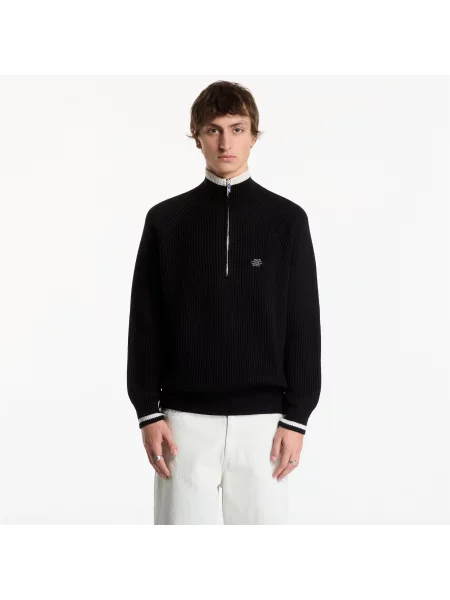 Pulover Filling Pieces Knit Quarter Zip Black S negru