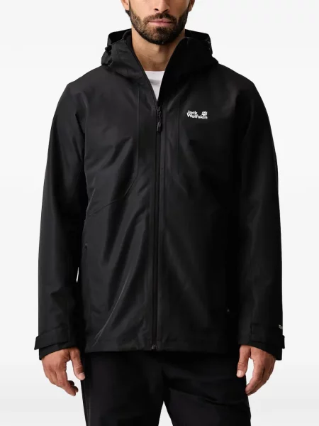 Geacă Jack Wolfskin cu glugă negru