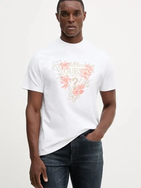 Тениска Guess с апликация бяло