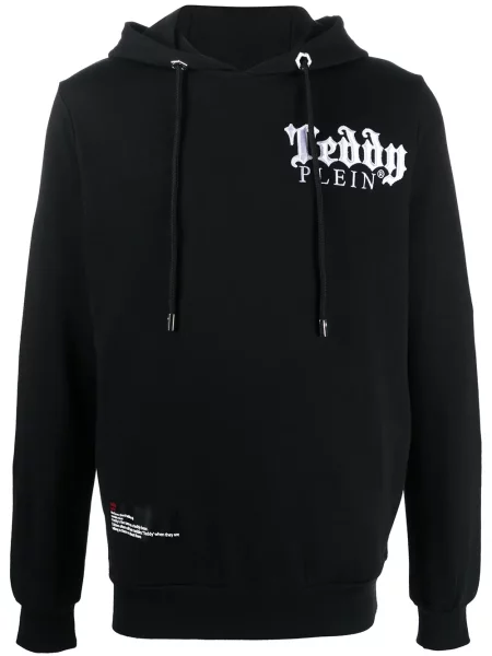 Ursuleț de pluș hanorac cu glugă Philipp Plein cu broderie negru
