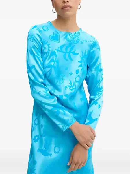 Rochie maxi Never Fully Dressed lungă de costum albastru